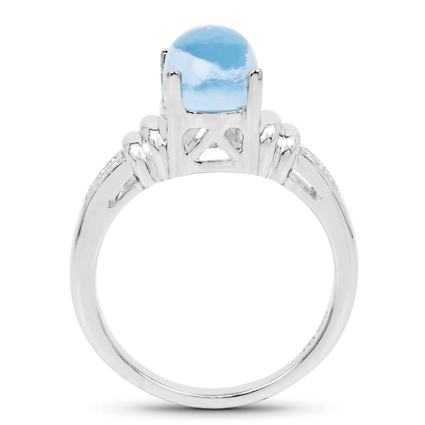 2.10 Carat Genuine Swiss Blue Topaz .925 Sterling Silver Ring