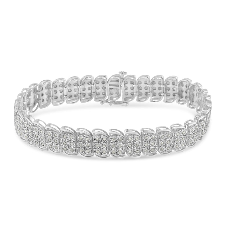 .925 Sterling-Silver 2.0 Cttw Miracle Set Diamond 3 Row S Curve Line Tennis Bracelet (I-J Color, I3 Clarity) -7.25"