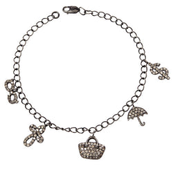 Studded Diamond Chain Bracelet 925 Sterling Silver Handmade Jewelry