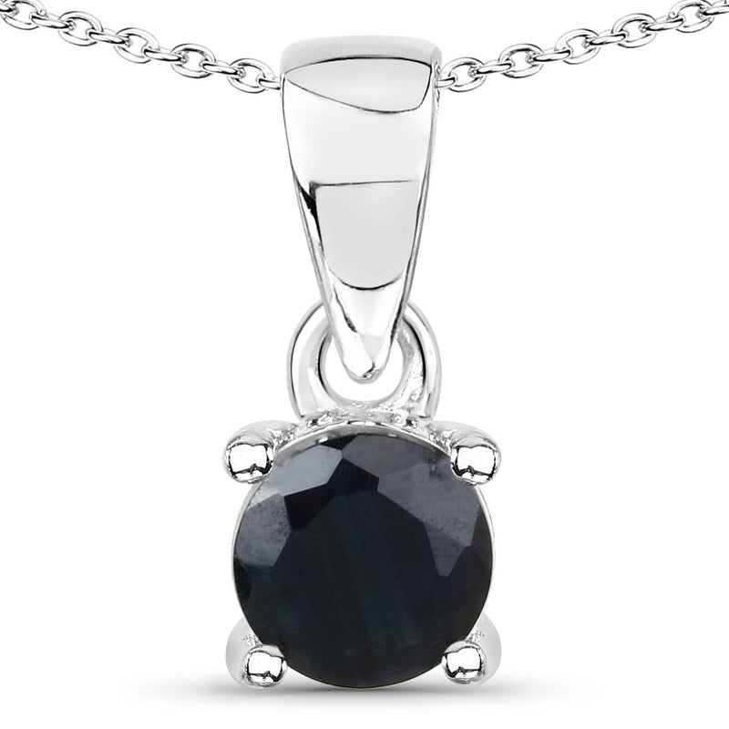 0.65 Carat Genuine Blue Sapphire .925 Sterling Silver Pendant