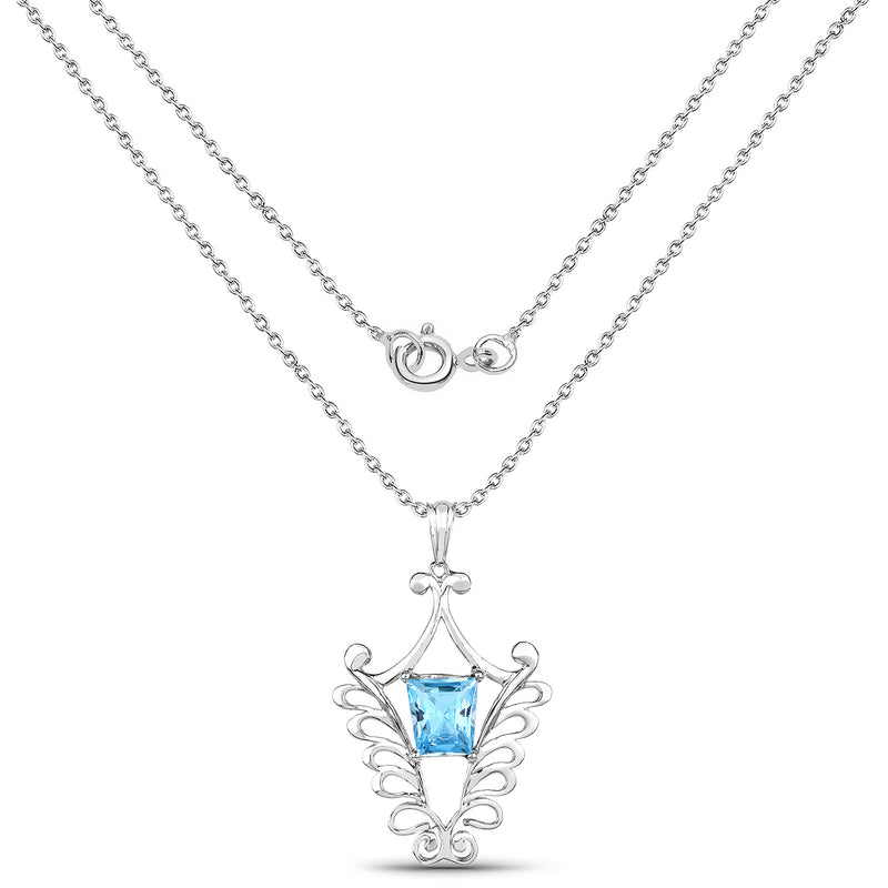 5.68 Carat Genuine Swiss Blue Topaz .925 Sterling Silver Pendant