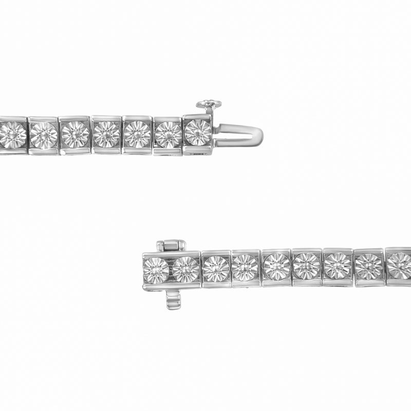 .925 Sterling Silver Miracle Set Diamond Accent Classic Tennis Bracelet (I-J Color, I2-I3 Clarity) - 7.25"