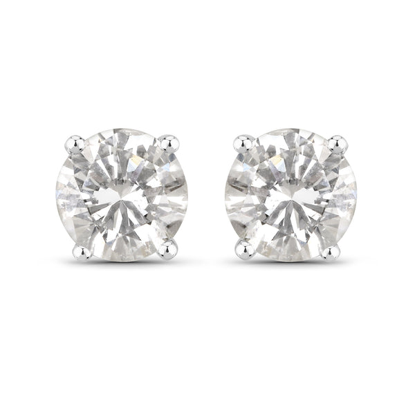 0.52 Carat Genuine White Diamond 14K White Gold Earrings