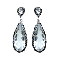 20.40 ct. t.w. Crystal Quartz and Black Spinel Earrings in Sterling Silver