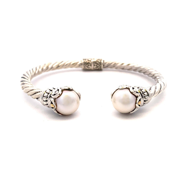 FW Pearl Bangle Bracelet Sterling Silver 18KT Gold