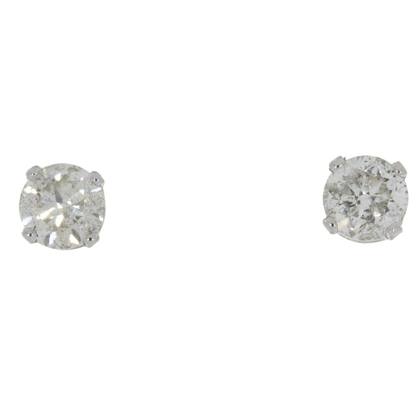 Natural .75ct Diamond Stud Earrings 14KT White Gold