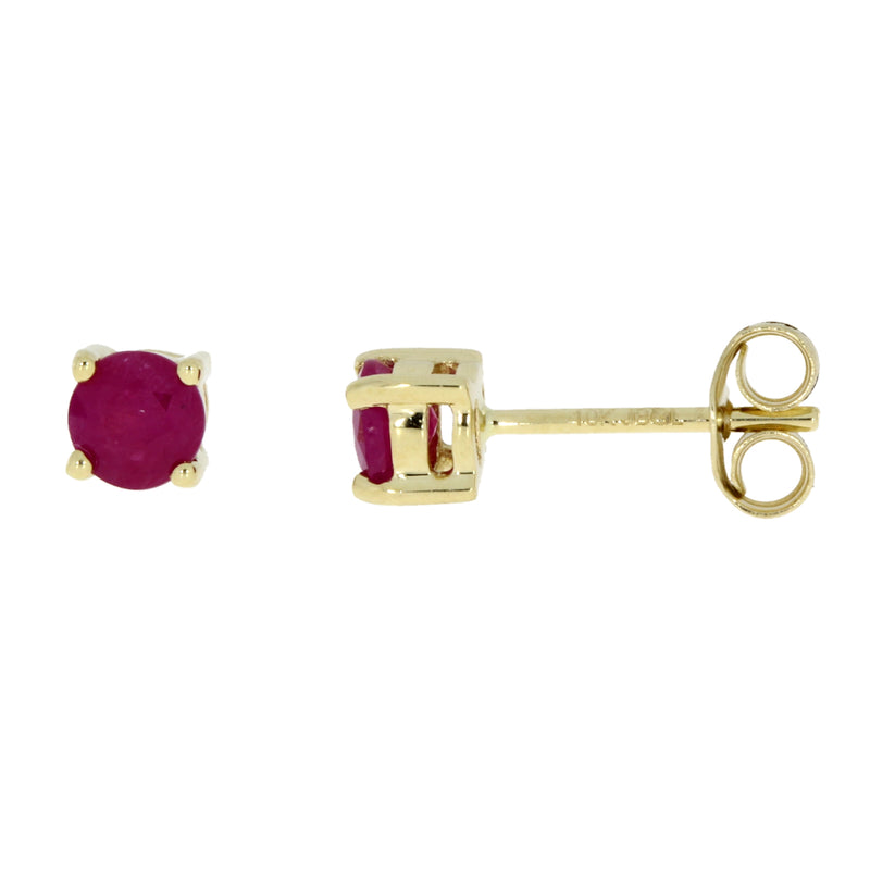 Genuine .64ct Ruby Stud Earrings 10KT Yellow Gold