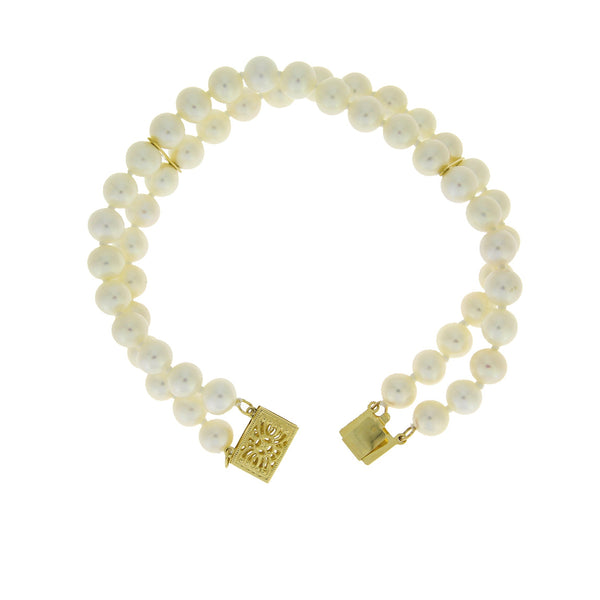 Natural FW Pearl Bracelet 14KT Yellow Gold