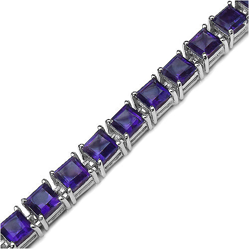 15.00 Carat Genuine Amethyst .925 Sterling Silver Bracelet