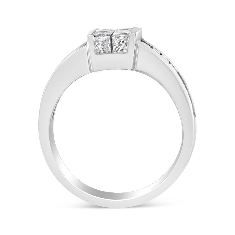14K White Gold 2 3/4 ct. TDW Princess and Baguette-cut Diamond Ring (G-H SI1-SI2)