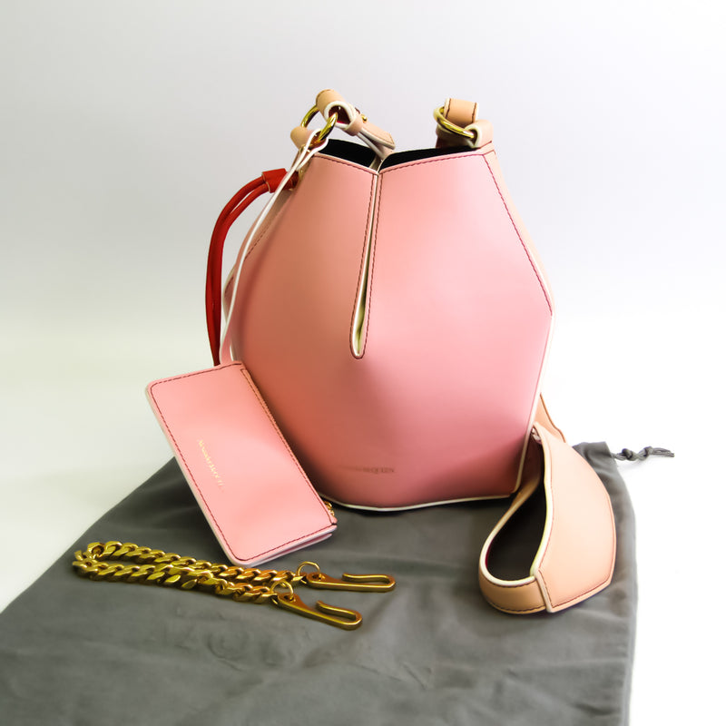 Alexander McQueen 554143 Womens Leather Shoulder Bag PinkRed ColorSalmon PinkWhite