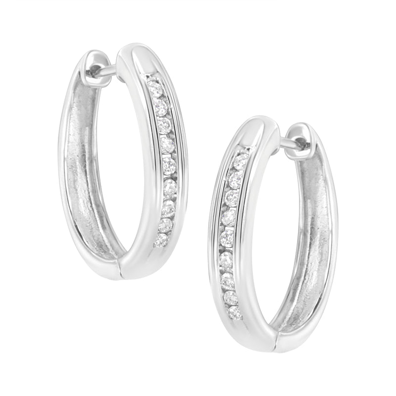 .925 Sterling Silver 1/4 cttw Lab Grown Diamond Hoop Earring (F-G Color, VS2-SI1 Clarity)
