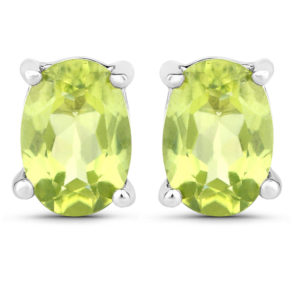 1.66 Carat Genuine Peridot .925 Sterling Silver Earrings