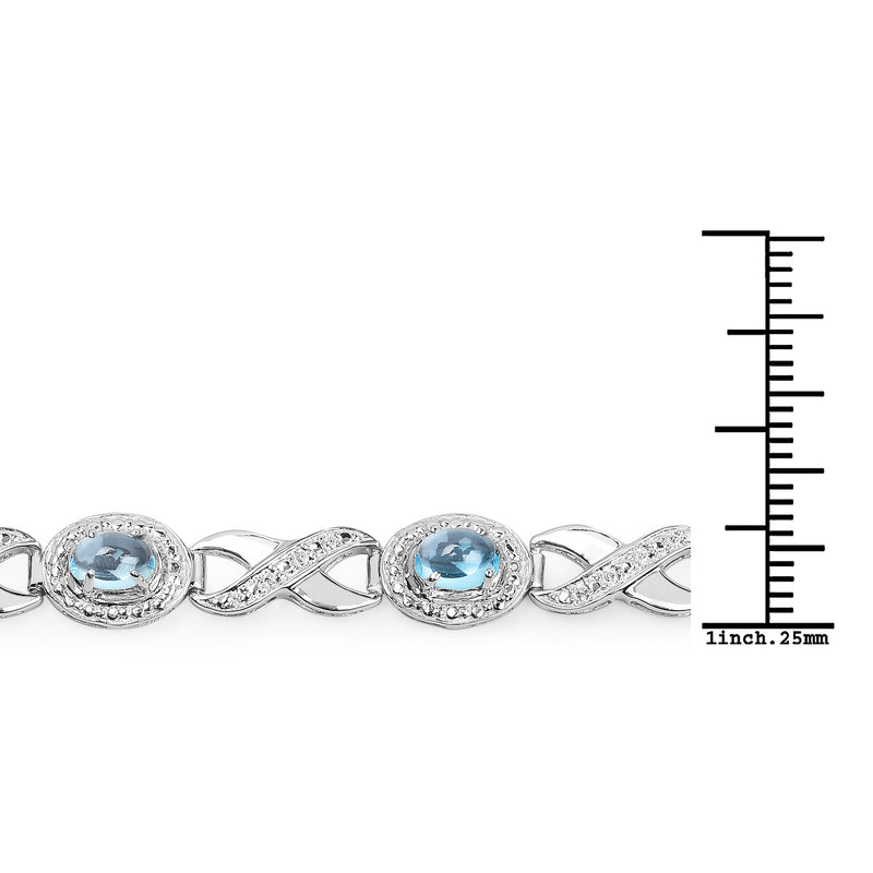 5.60 Carat Genuine Swiss Blue Topaz .925 Sterling Silver Bracelet