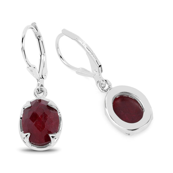 6.90 Carat Dyed Ruby .925 Sterling Silver Earrings