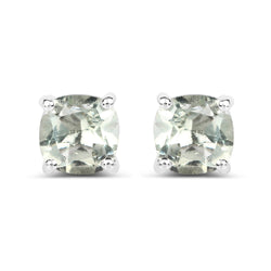 1.80 Carat Genuine Green Amethyst .925 Sterling Silver Earrings