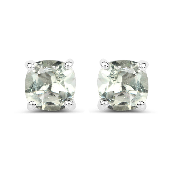 1.80 Carat Genuine Green Amethyst .925 Sterling Silver Earrings