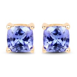 1.62 Carat Genuine Tanzanite 14K Yellow Gold Earrings