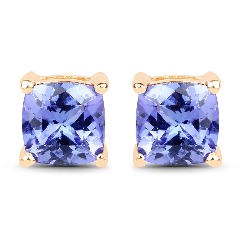 1.62 Carat Genuine Tanzanite 14K Yellow Gold Earrings