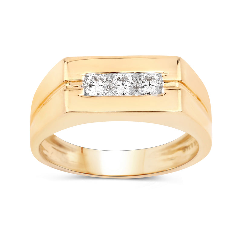 0.34 Carat Genuine White Diamond 14K Yellow Gold Ring (F-G Color, SI Clarity)