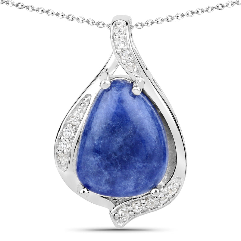 2.39 Carat Genuine Blue Aventurine and White Topaz .925 Sterling Silver Pendant