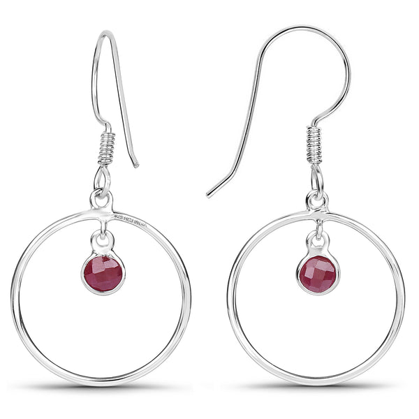 0.84 Carat Genuine Ruby .925 Sterling Silver Earrings