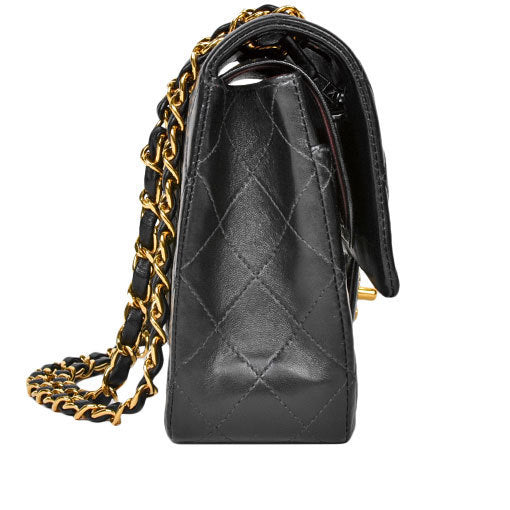 Chanel CHANEL Matrasse 25 Double Flap W Chain Coco Mark Shoulder Bag Black Lambskin A01112