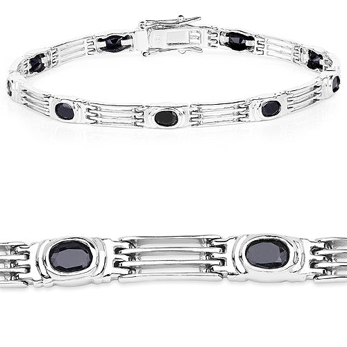 4.95 Carat Genuine Black Sapphire .925 Sterling Silver Bracelet