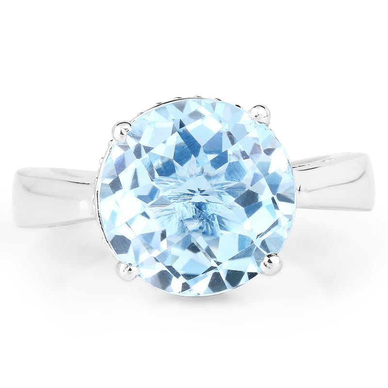 6.50 Carat Genuine Blue Topaz .925 Sterling Silver Ring
