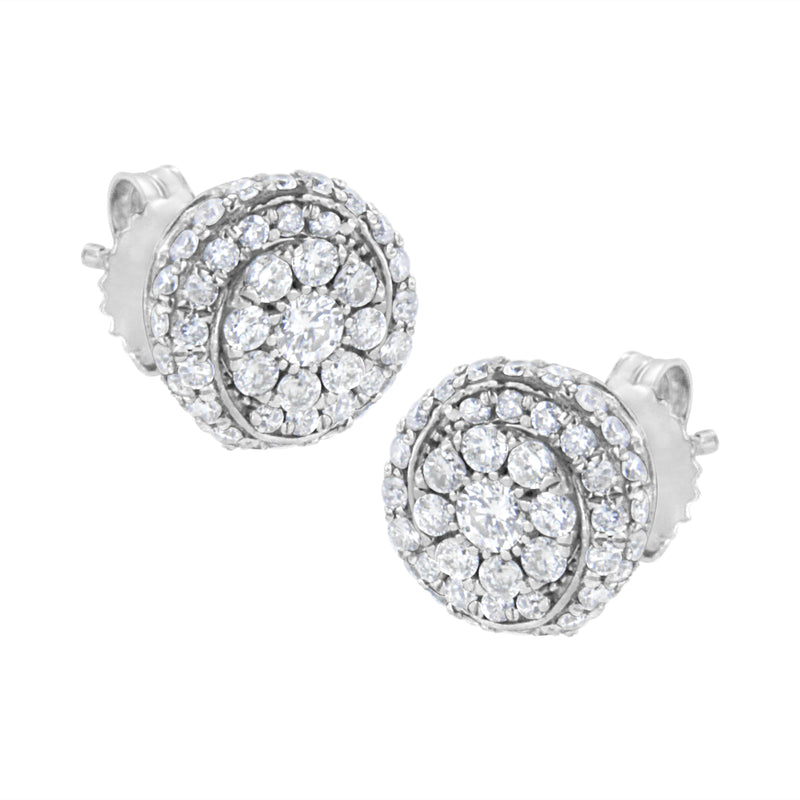 Sterling Silver 1 cttw Lab Grown Diamond Cluster Stud Earring (F-G Color, VS2-SI1 Clarity)