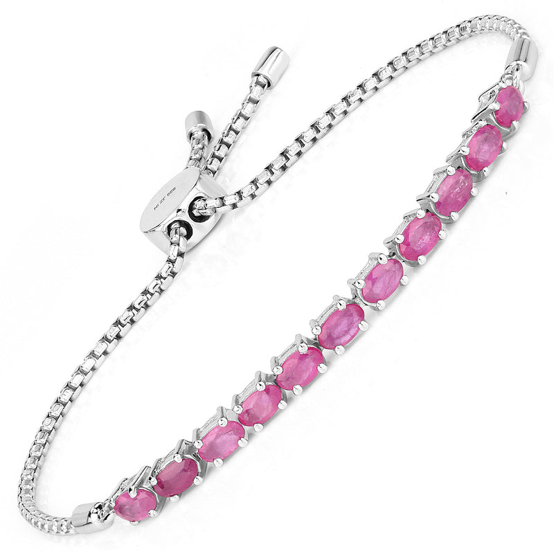 2.97 Carat Genuine Ruby Sterling Silver Bracelet