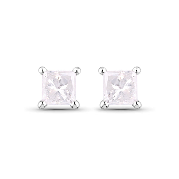 0.54 Carat Genuine White Diamond 14K White Gold Earrings