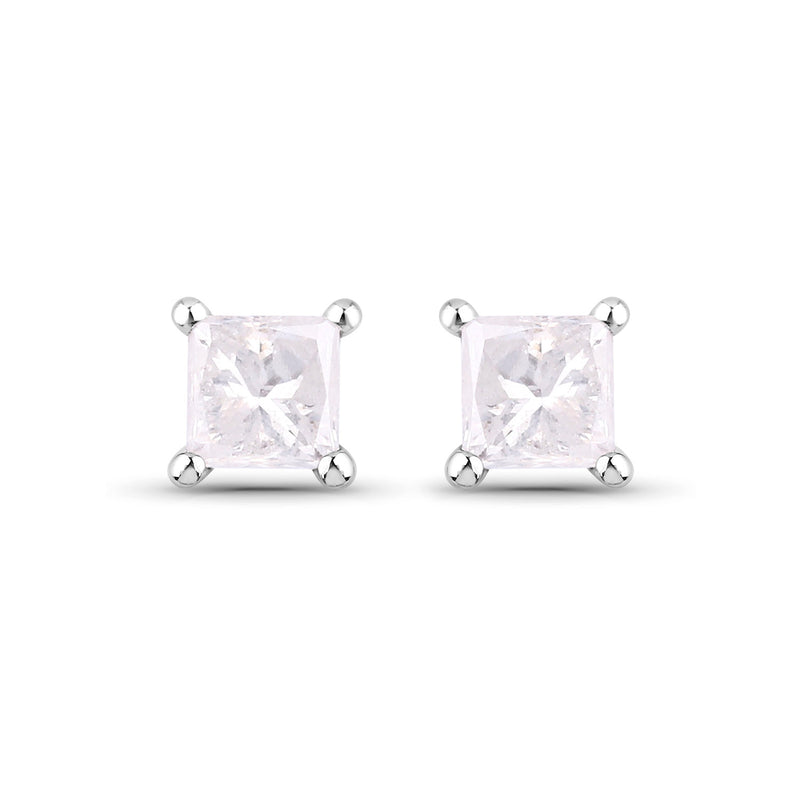 0.54 Carat Genuine White Diamond 14K White Gold Earrings