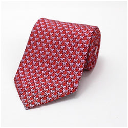 Salvatore Ferragamo Silk Tie Red Butterfly Pattern Mens