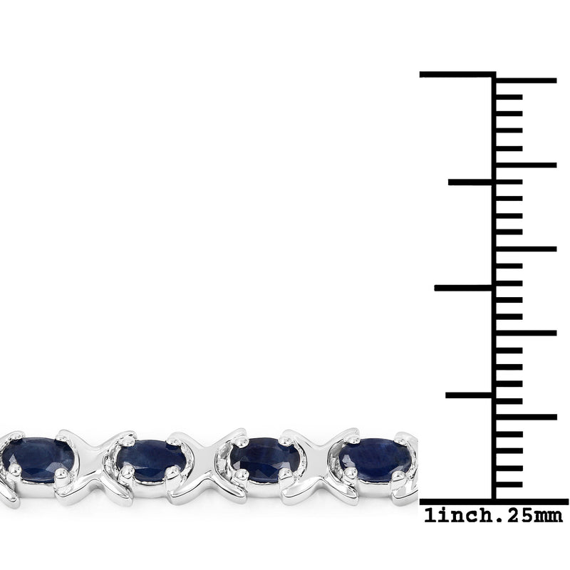 5.06 Carat Genuine Blue Sapphire .925 Sterling Silver Bracelet