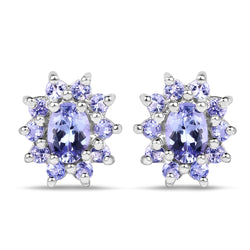 1.58 Carat Genuine Tanzanite .925 Sterling Silver Earrings