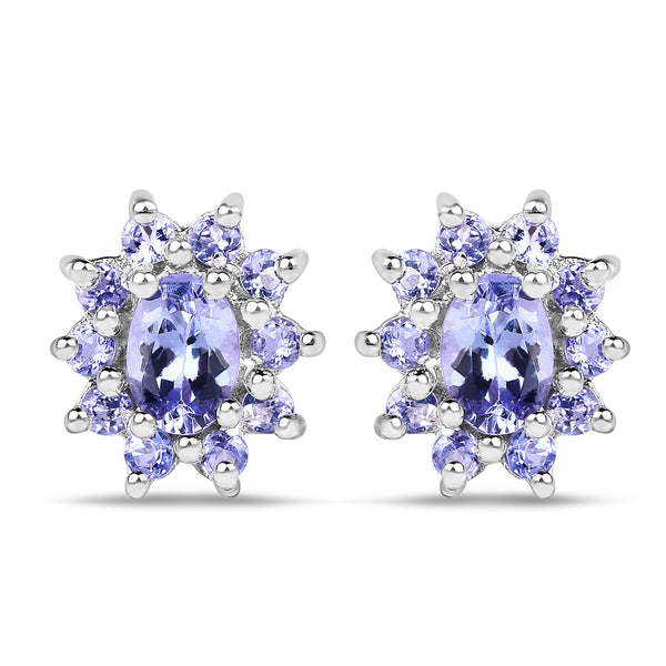 1.58 Carat Genuine Tanzanite .925 Sterling Silver Earrings