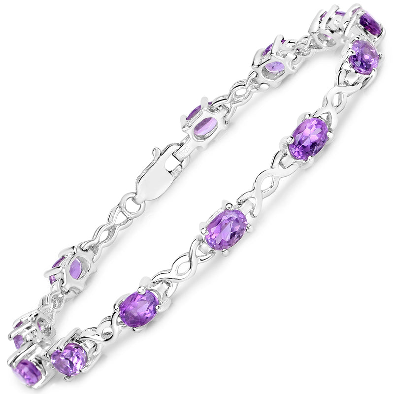 4.56 Carat Genuine Amethyst .925 Sterling Silver Bracelet