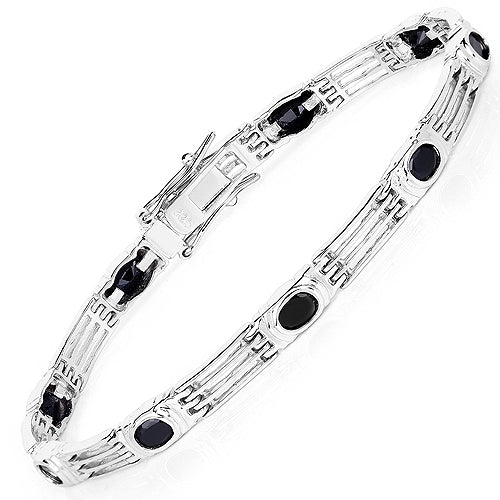 4.95 Carat Genuine Black Sapphire .925 Sterling Silver Bracelet