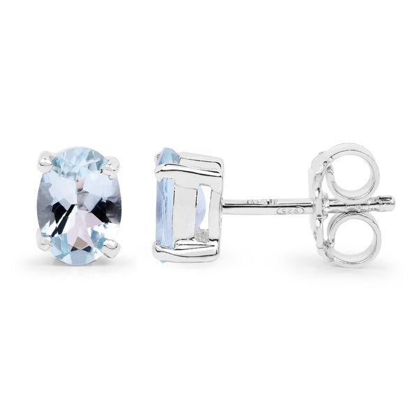 1.50 Carat Genuine Aquamarine .925 Sterling Silver Earrings