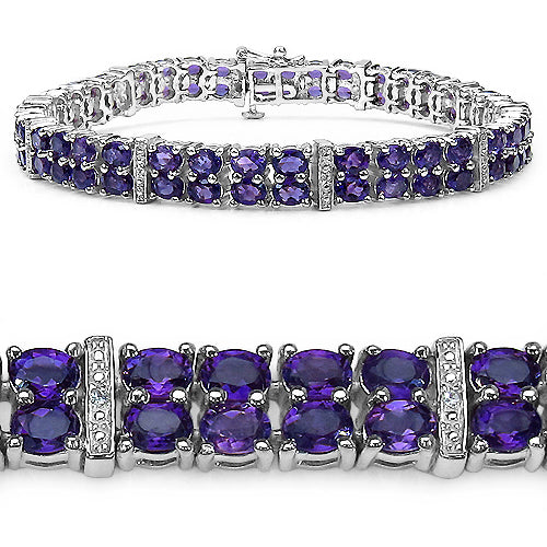 15.30 Carat Genuine Amethyst .925 Sterling Silver Bracelet