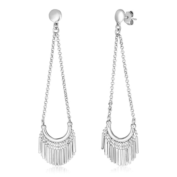 Sterling Silver Polished Earrings with Fringe