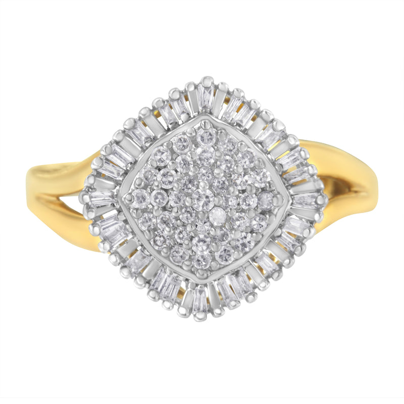 10kt Yellow Gold 1/2ct TDW Diamond Cluster Ring (H-ISI2-I1)