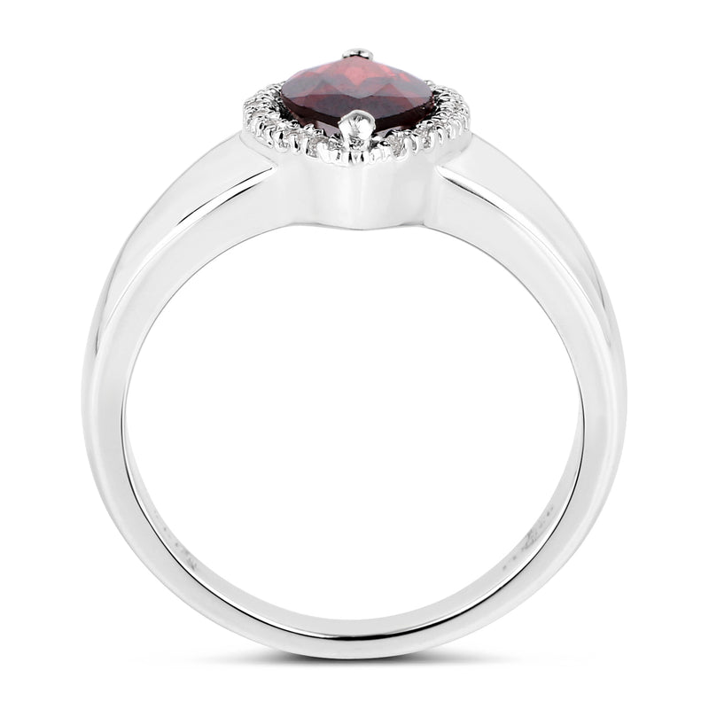 2.06 Carat Genuine  Garnet and White Topaz .925 Sterling Silver Ring