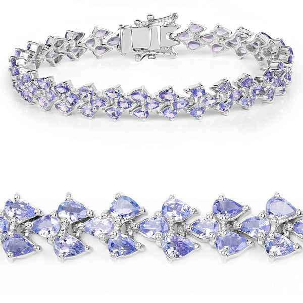 12.04 Carat Genuine Tanzanite .925 Sterling Silver Bracelet