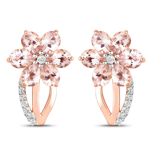 1.66 Carat Genuine Morganite and White Topaz .925 Sterling Silver Earrings