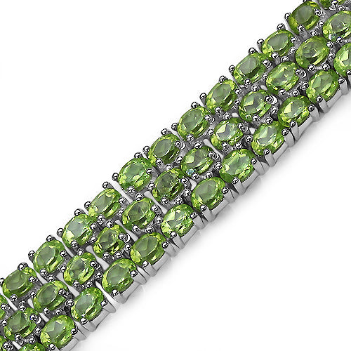 26.20 Carat Genuine Peridot .925 Sterling Silver Bracelet