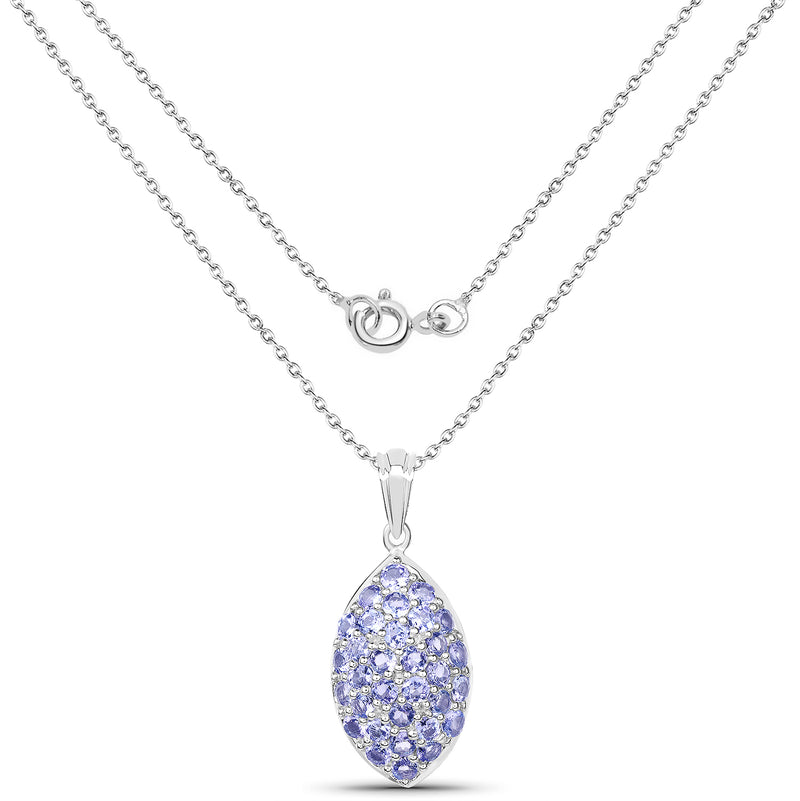 3.20 Carat Genuine Tanzanite .925 Sterling Silver Pendant