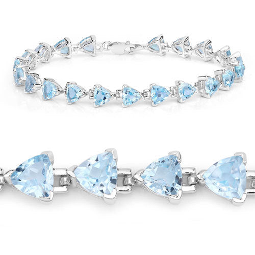 14.70 Carat Genuine Blue Topaz .925 Sterling Silver Bracelet