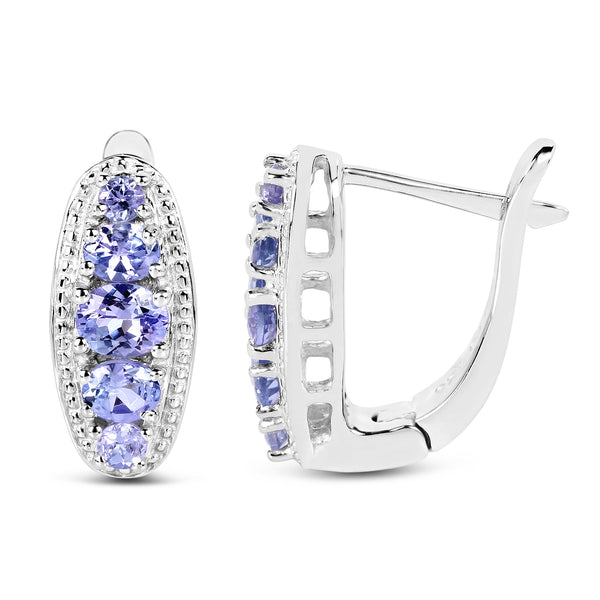 1.62 Carat Genuine Tanzanite .925 Sterling Silver Earrings